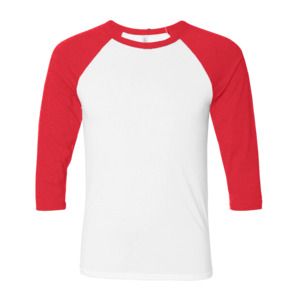 Bella+Canvas 3200 - Tee-shirt à manches 3/4 Blanc/Rouge