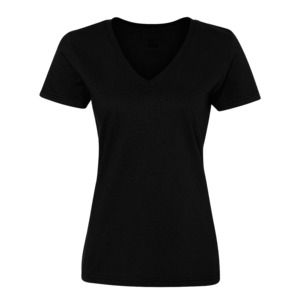 Fruit of the Loom L39VR - T-shirt pour femme 100% Heavy cottonMD, 8,3 oz de MD avec encolure en V Noir