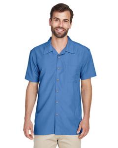 Harriton M560 - Men's Barbados Textured Camp Shirt Blue