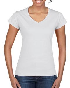 Gildan G64VL - Softstyle® Ladies 4.5 oz. Junior Fit V-Neck T-Shirt Blanc