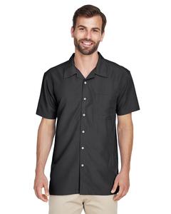 Harriton M560 - Men's Barbados Textured Camp Shirt Noir