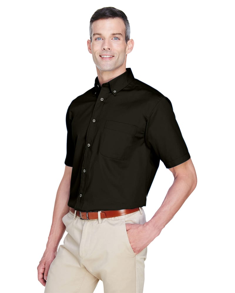 Harriton M500S - Men's Easy Blend Short-Sleeve Twill Shirt with Stain-Release