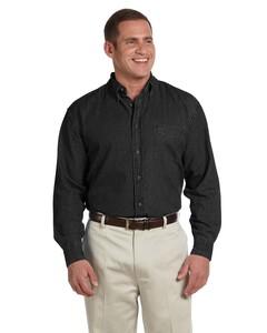 Harriton M550T - Men's Tall Short-Sleeve Denim Shirt Washed Black