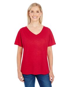 Threadfast 203FV - Ladies Triblend Fleck Short-Sleeve V-Neck T-Shirt Red Fleck