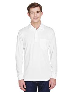 Ash CityCore 365 88192P - Adult Pinnacle Performance Piqué Long Sleeve Polo with Pocket Blanc