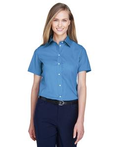 Devon & Jones D620SW - Ladies Crown Collection Solid Broadcloth Short Sleeve Shirt Bleu Francais