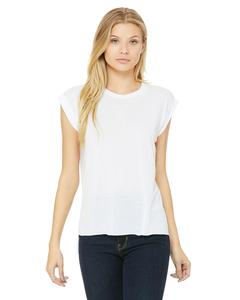 Bella+Canvas 8804 - Ladies Flowy Muscle T-Shirt with Rolled Cuff Blanc