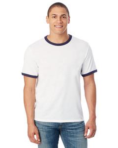 Alternative Apparel 5103BP - Unisex Vintage Jersey Keeper Ringer T-Shirt Blanc/Navy