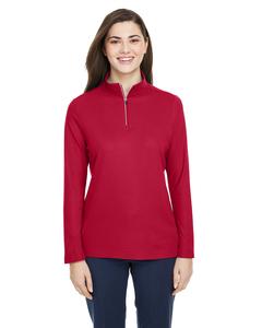 Core 365 CE405W - Ladies Fusion ChromaSoft Pique Quarter-Zip Classic Red