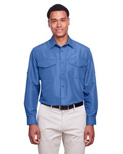 Harriton M580L - Men's Key West Long-Sleeve Performance Staff Shirt Blue