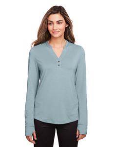 North End NE400W - Ladies Jaq Snap-Up Stretch Performance Pullover Opal Blue