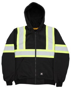 Berne HVF024 - Men's Safety Striped Therman Lined Sweatshirt Noir